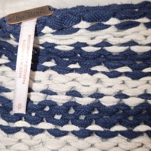 FREE PEOPLE Portland Pullover Navy Blue Stripes Sweater Knit SMALL - Picture 6 of 10